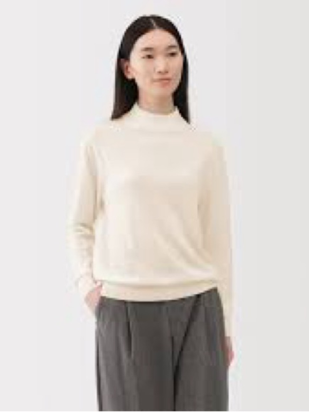 Murray bros cashmere Light Cream Mock Neck Sweater — Soft Everyday Layer